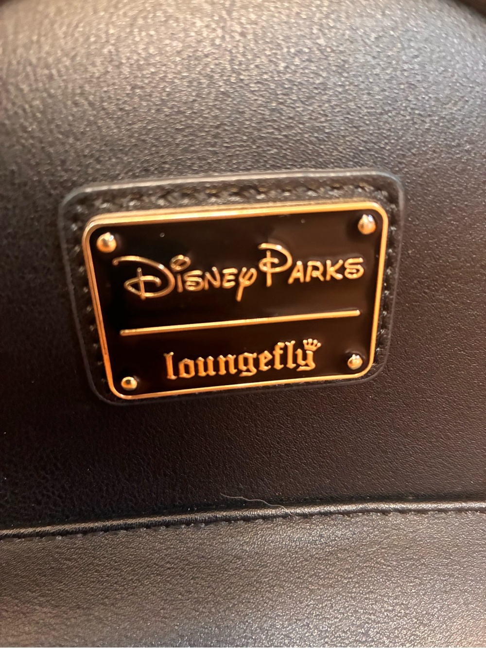 Loungefly Black Backpack with Gold Disney Parks Plaque